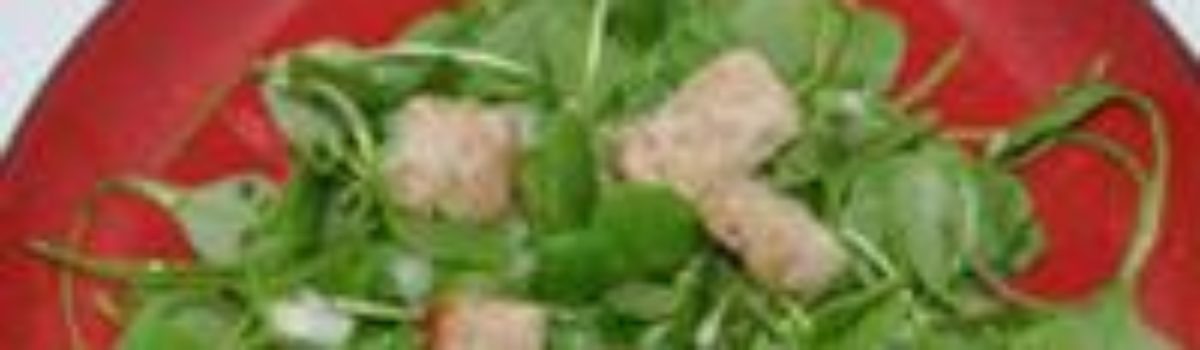 Feldsalat/Postelein mit Knoblauch-Croutons