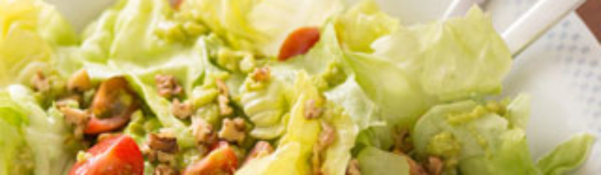 Salat der Saison mit Avocadodressing