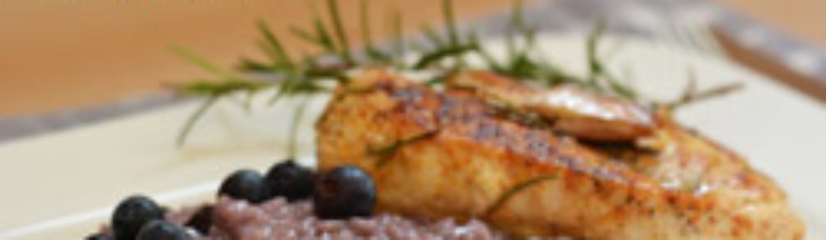 Heidelbeer-Risotto mit Hähnchenbrustfilet