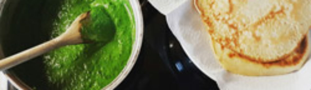 Kichererbsen Pfannenkuchen mit Spinat