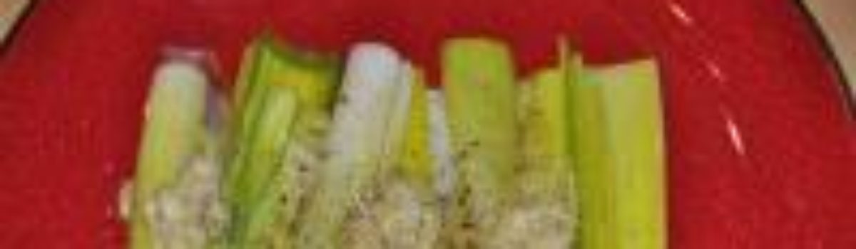 Lauch gebraten mit Senfbutter