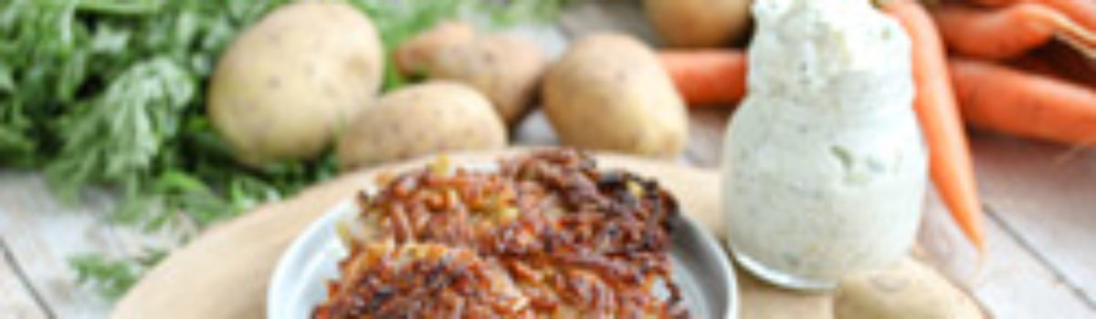 Kartoffel-Karottenrösti mit Tsatsiki