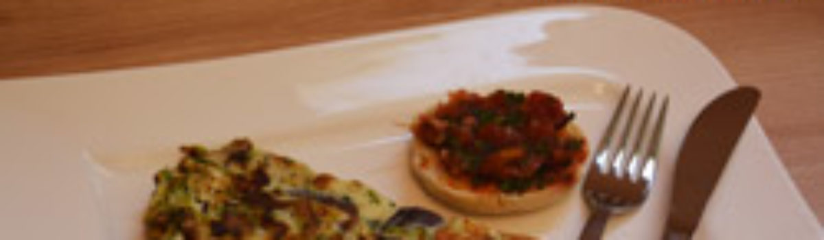 Shiitake-Omelett mit Bruschetta