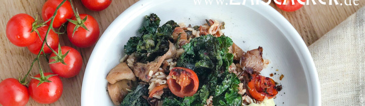 Flowersprouts mit Wildreismischung und Senfsauce