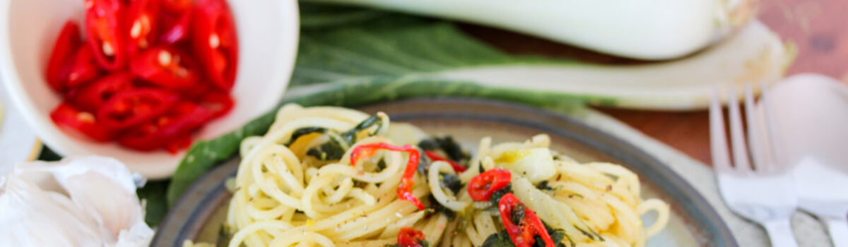 Zitronenöl Pasta mit Pak Choi